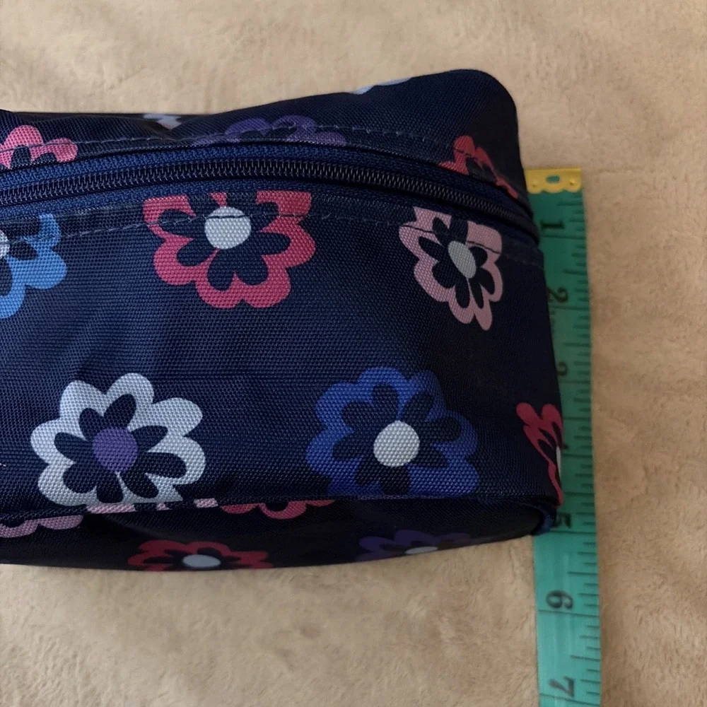 Vera Bradley Lighten Up Floral Makeup Bag Navy Whimsical